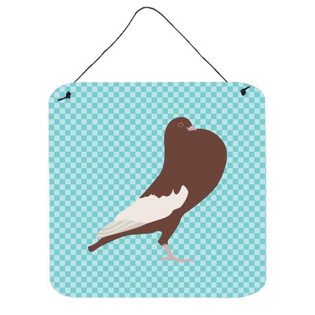 MICASA English Pouter Pigeon Blue Check Wall or Door Hanging Prints6 x 6 in. MI627882
